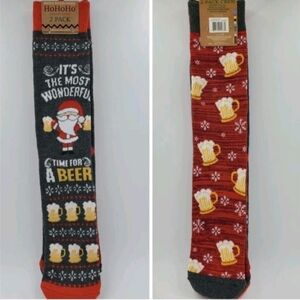 2 Pair Christmas Holiday Themed Socks